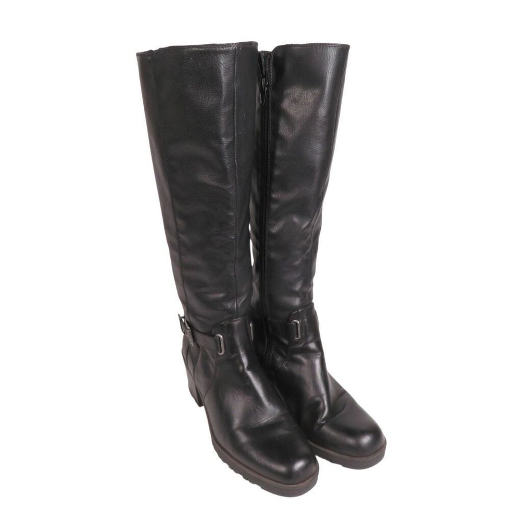 BareTraps Tempist Tall Black Riding Boots Lug Sole Buckle Faux Leather Women 8 - Picture 4 of 8